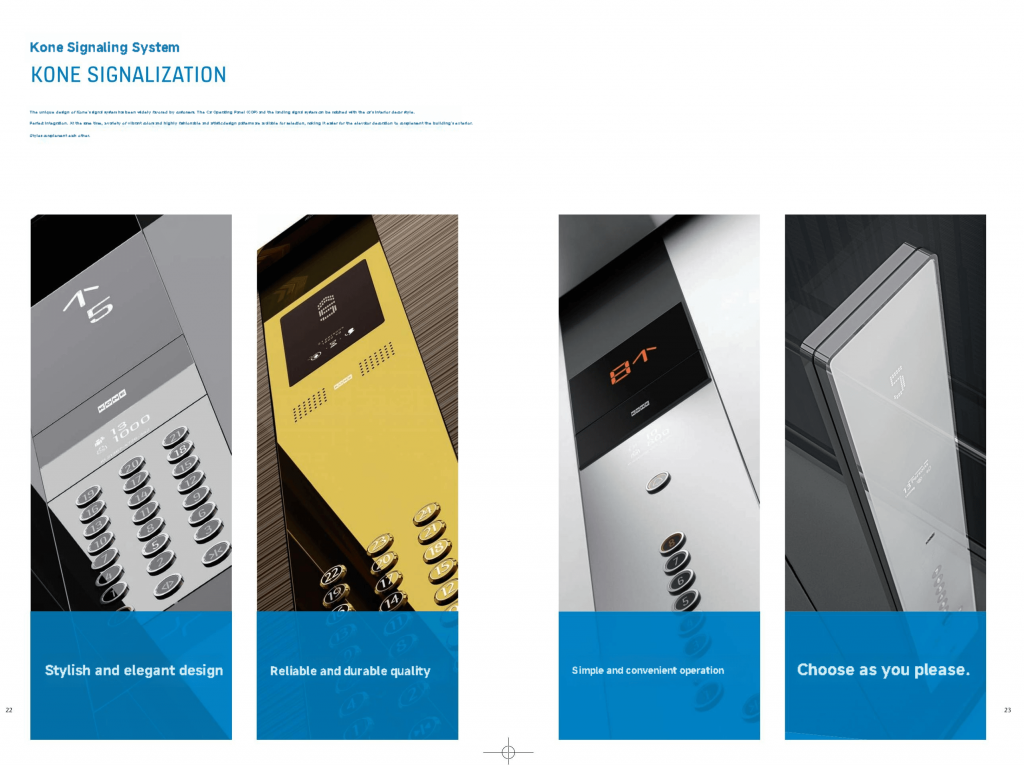 KONE лифт, цахилгаан шатны дотрох үзэмж ба удирдлагын самбар