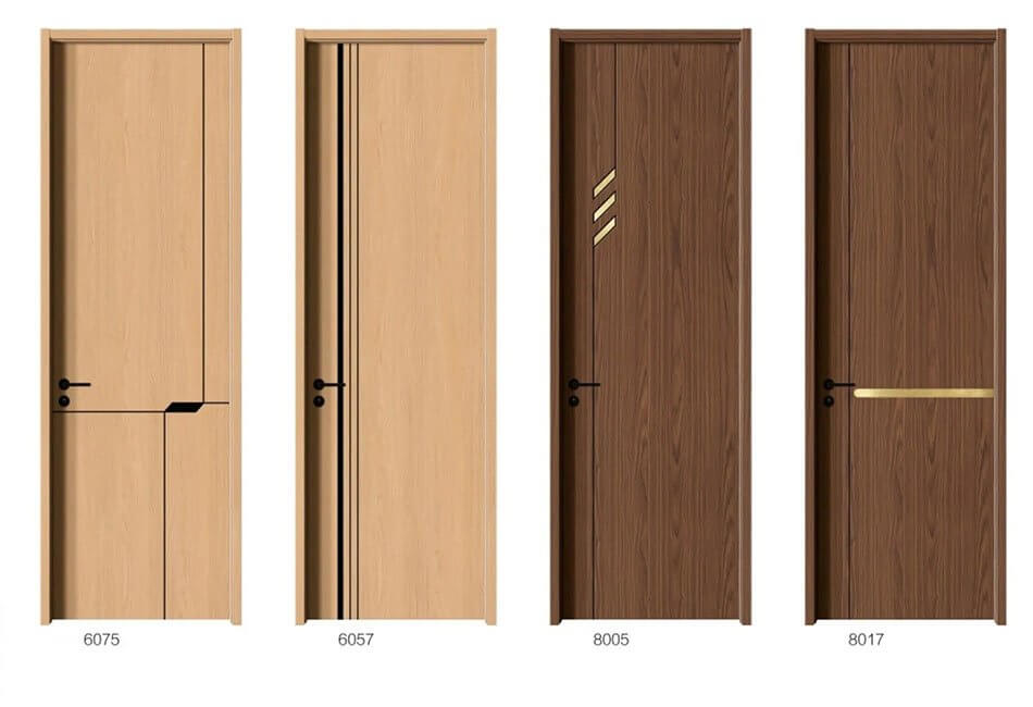 Меламин модон хаалга, Меламин бүрээстэй модон хаалга хүрэн цайвар шаргал өнгийн төрлийн зураг