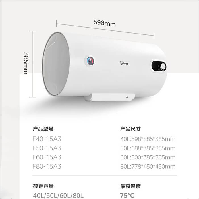 Цагаан өнгийн дэвсгэр фон дээр уалуун усны бойлерын зургийг байрлуулж, хажууд нь бүтээгдэхүүний техникийн үзүүлэлт зэргийг дагалдуулав. 