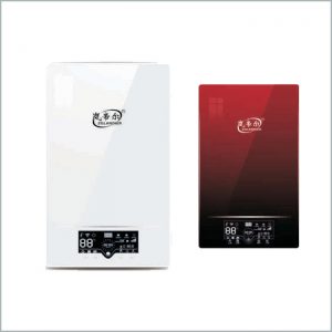 Цагаан дэвсгэр фон дээр цагаан улаан өнгийн хоёр цахилгаан зуух бий, зуухан дээр нь брэндийн тухай мэдээлэл бага зэрэг бий.